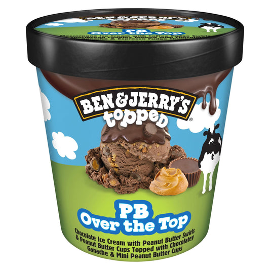 Ben & Jerry's top PB Over the Top Ice Cream, 1 Pint