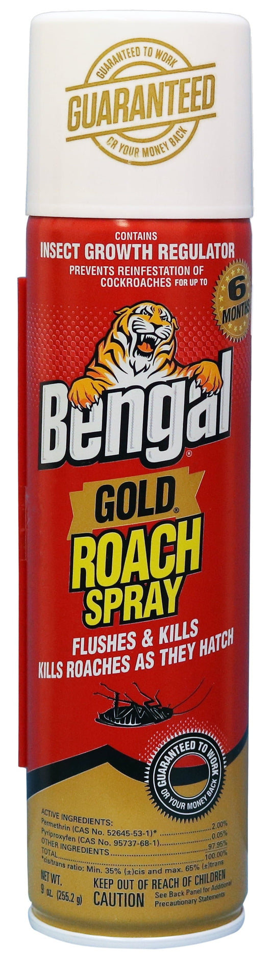 Bengal Gold Roach Spray, Odorless Stain-Free Dry Aerosol Killer Spray with Insect Growth Regulator, 9 oz Aerosol Can