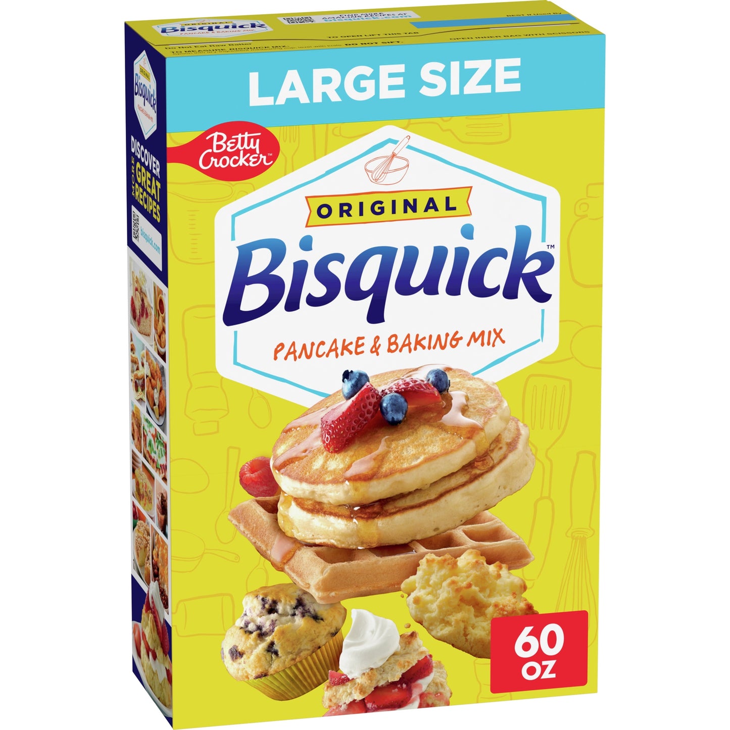 Betty Crocker Bisquick Original Pancake & Baking Mix, Large Size, 60 oz.