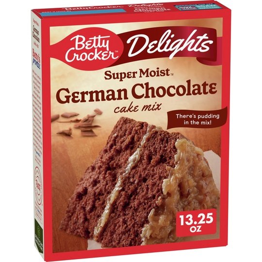 Betty Crocker Delights Super Moist German Chocolate Cake Mix, 13.25 oz.