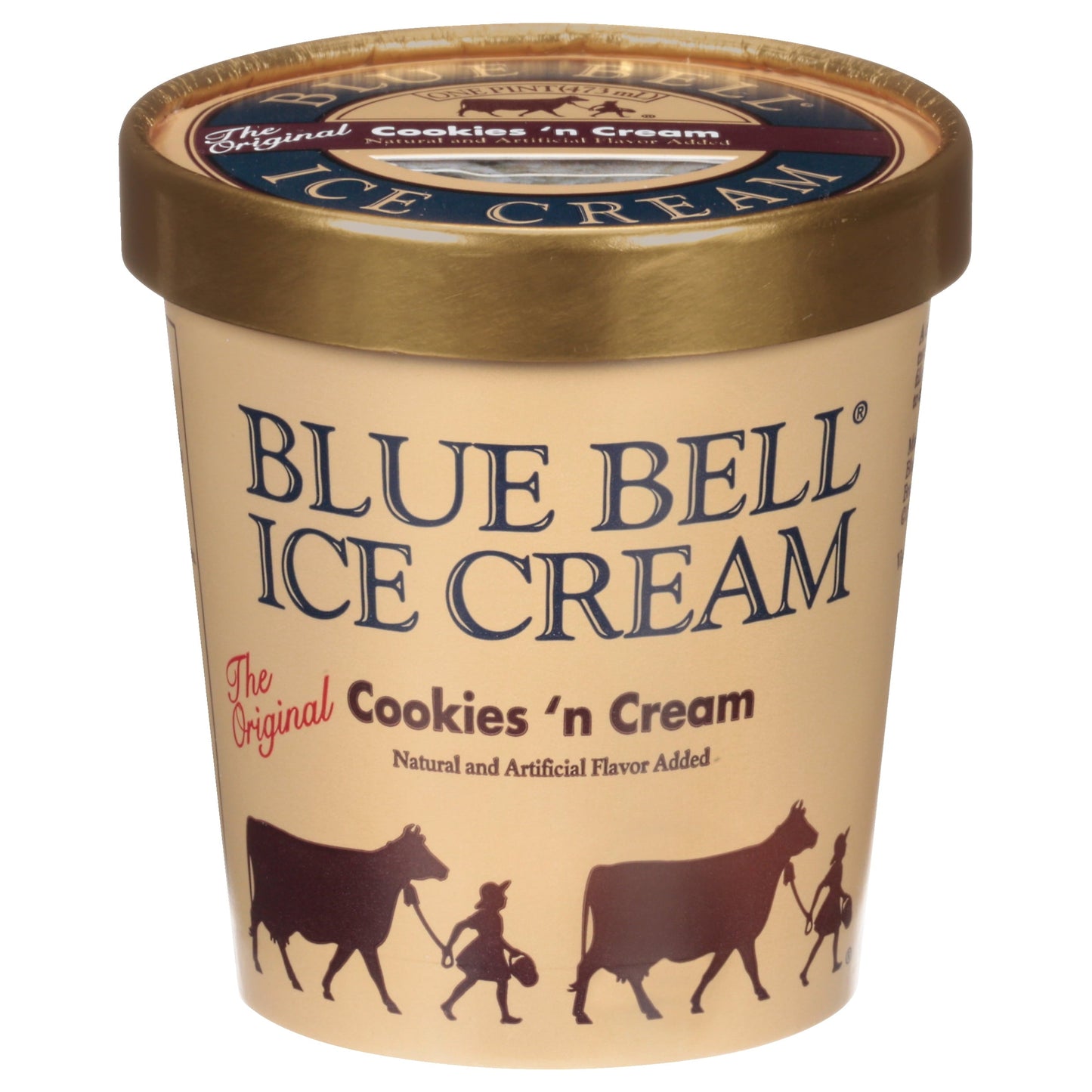 Blue Bell Gold Rim Cookies 'n Cream Ice Cream Pint, 16 fl oz