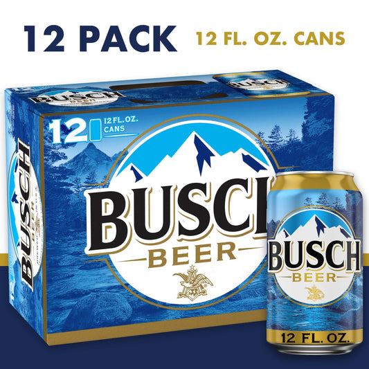 Busch Beer, 12 Pack Beer, 12 fl oz Cans, 4.3% ABV, Domestic