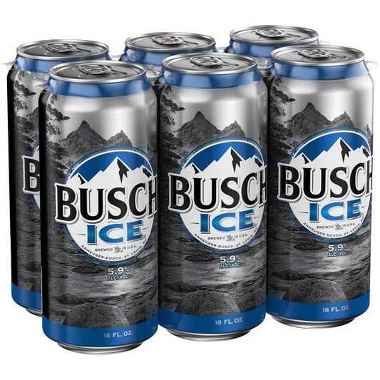 Busch Ice Domestic Beer, 6 Pack, 16 fl. oz. Cans, 5.9% ABV