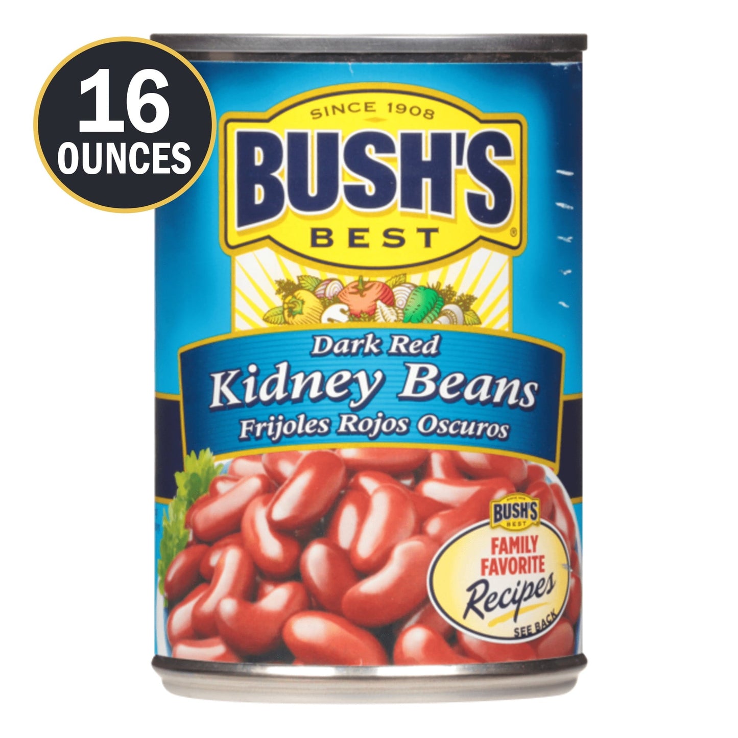 Bush's Dark Red Kidney Beans, Canned Dark Red Kidney Beans, 16 oz Can