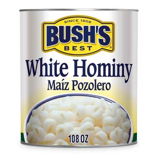 Bush's White Hominy, Canned and Shelf Stable, 108 oz