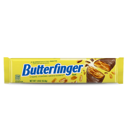 Butterfinger Peanut-Buttery Chocolate-y Candy Bars, Individually Wrapped Full Size Bar, 1.9 oz