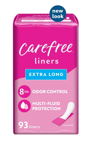 CAREFREE® Panty Liners, Extra Long, Unscented, 8 Hour Odor Control, 93ct