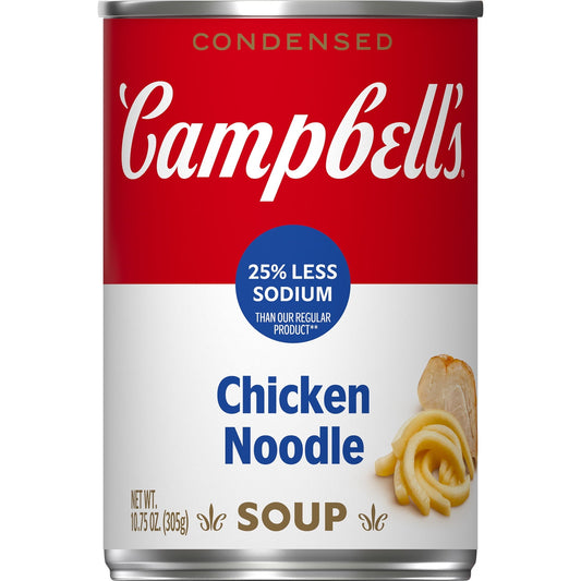 Campbell's Condensed 25% Less Sodium Chicken Noodle Soup, 10.75 Ounce Can