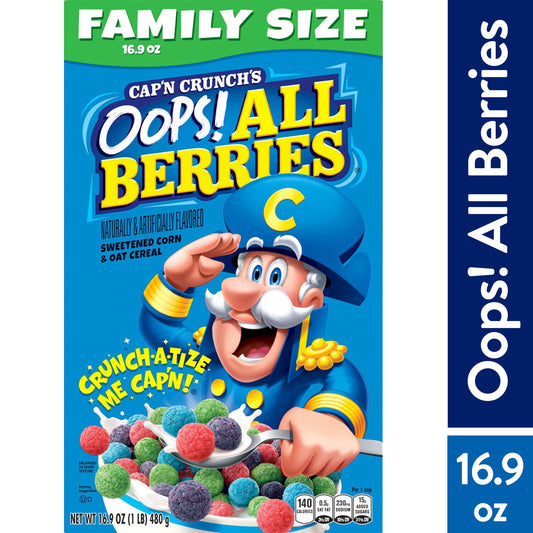 Cap'n Crunch Cereal Oops All Berries Cereal, 16.9 oz