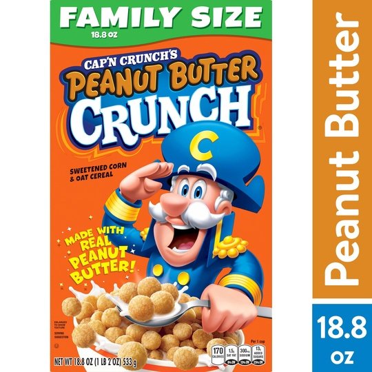 Cap'n Crunch's Cereal, Peanut Butter Crunch, Family Size, 18.8 oz