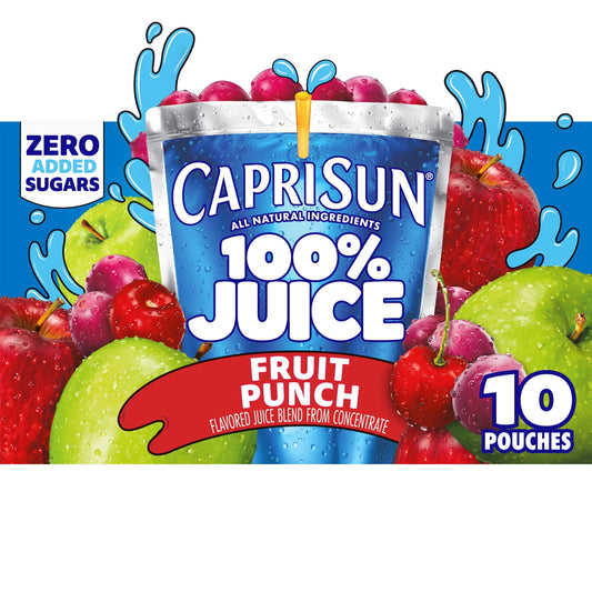 Capri Sun 100% Juice Fruit Punch Juice Box Pouches, 10 ct Box, 6 fl oz Pouches