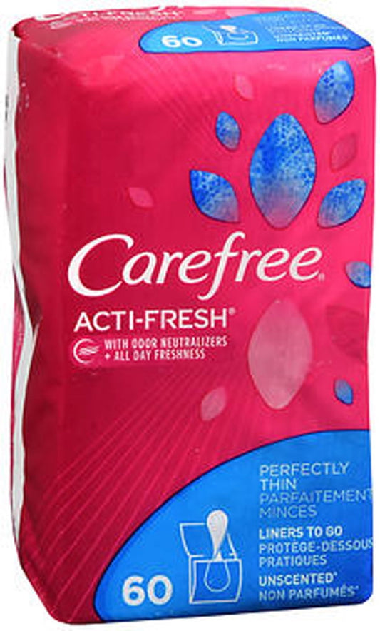 Carefree ACTi-Fresh Thin Pantiliners To Go, Unscented, 60 Ct