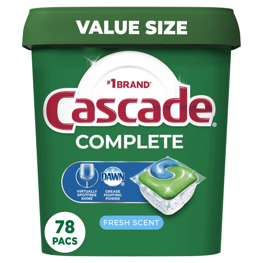 Cascade Complete ActionPacs, Dishwasher Detergent, Fresh Scent, 78 Ct