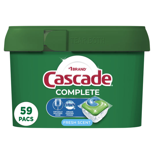 Cascade Complete Pods, Action Pacs Dishwasher Detergent, Fresh, 59 Ct
