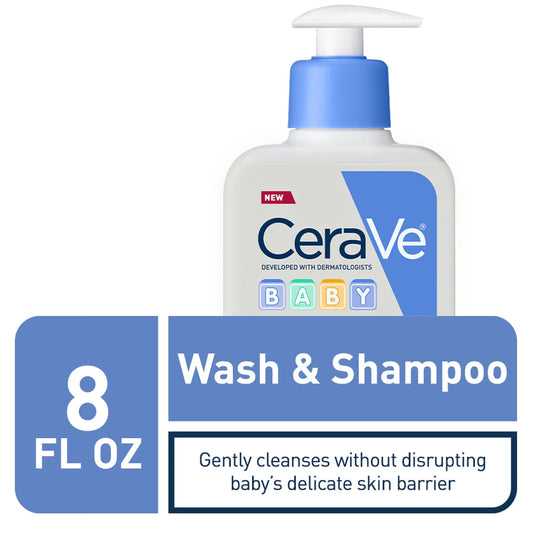 CeraVe Baby Body Wash and Baby Shampoo, Gentle Tear-Free Cleanser for Sensitive Skin, 8 fl oz