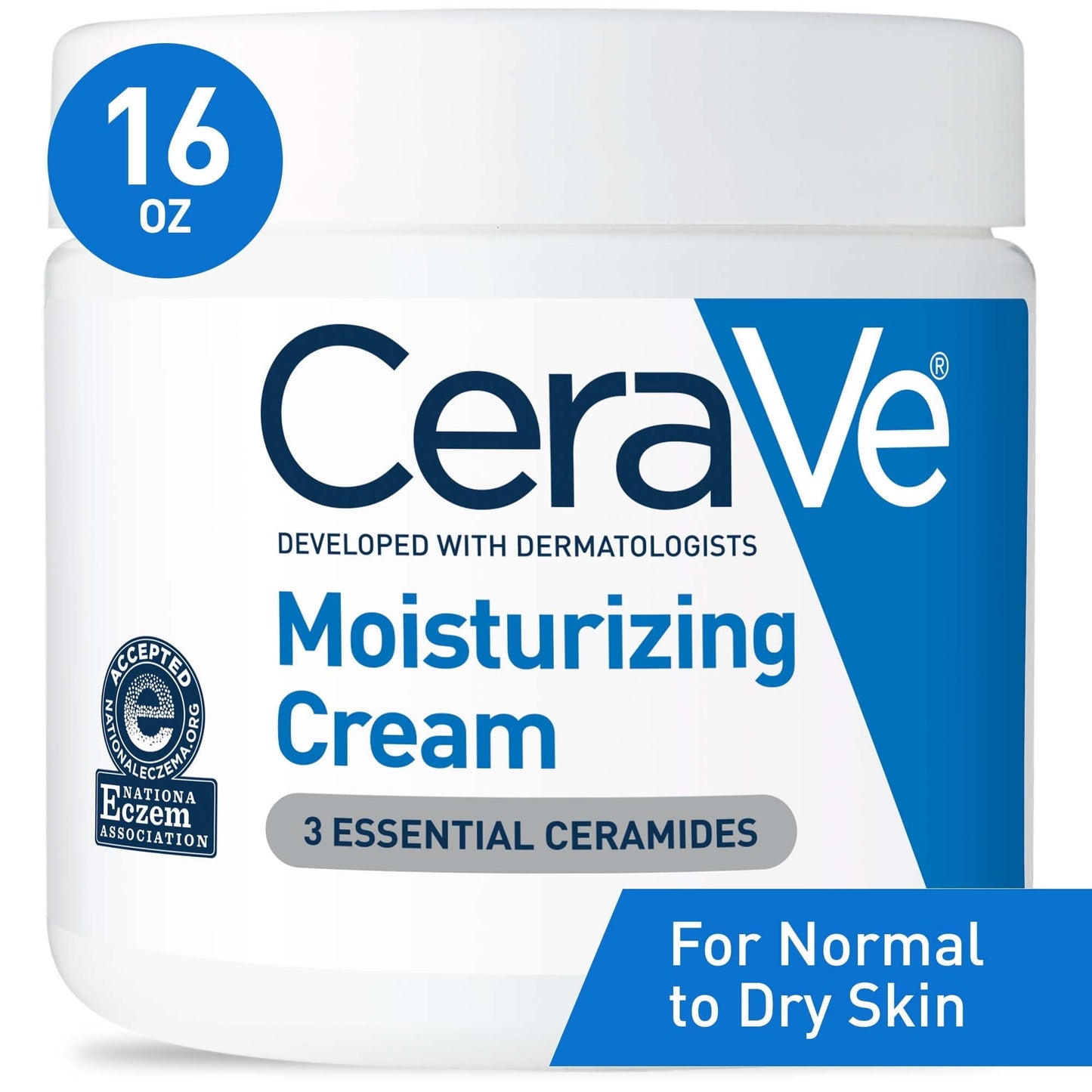 CeraVe Moisturizing Cream Jar for Face and Body for Normal to Dry Skin, 16oz