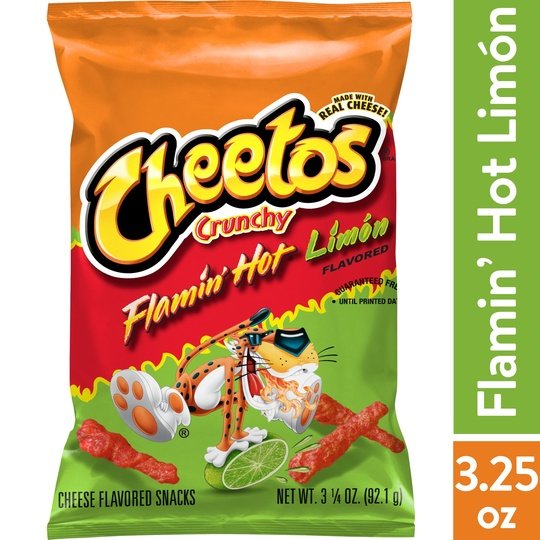 Cheetos Crunchy Flamin' Hot Limon Cheese Flavored Snack Chips, 3.25 oz Bag