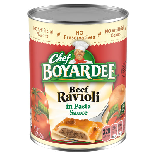 Chef Boyardee Beef Ravioli, Microwave Pasta, Canned Food, 15 oz.