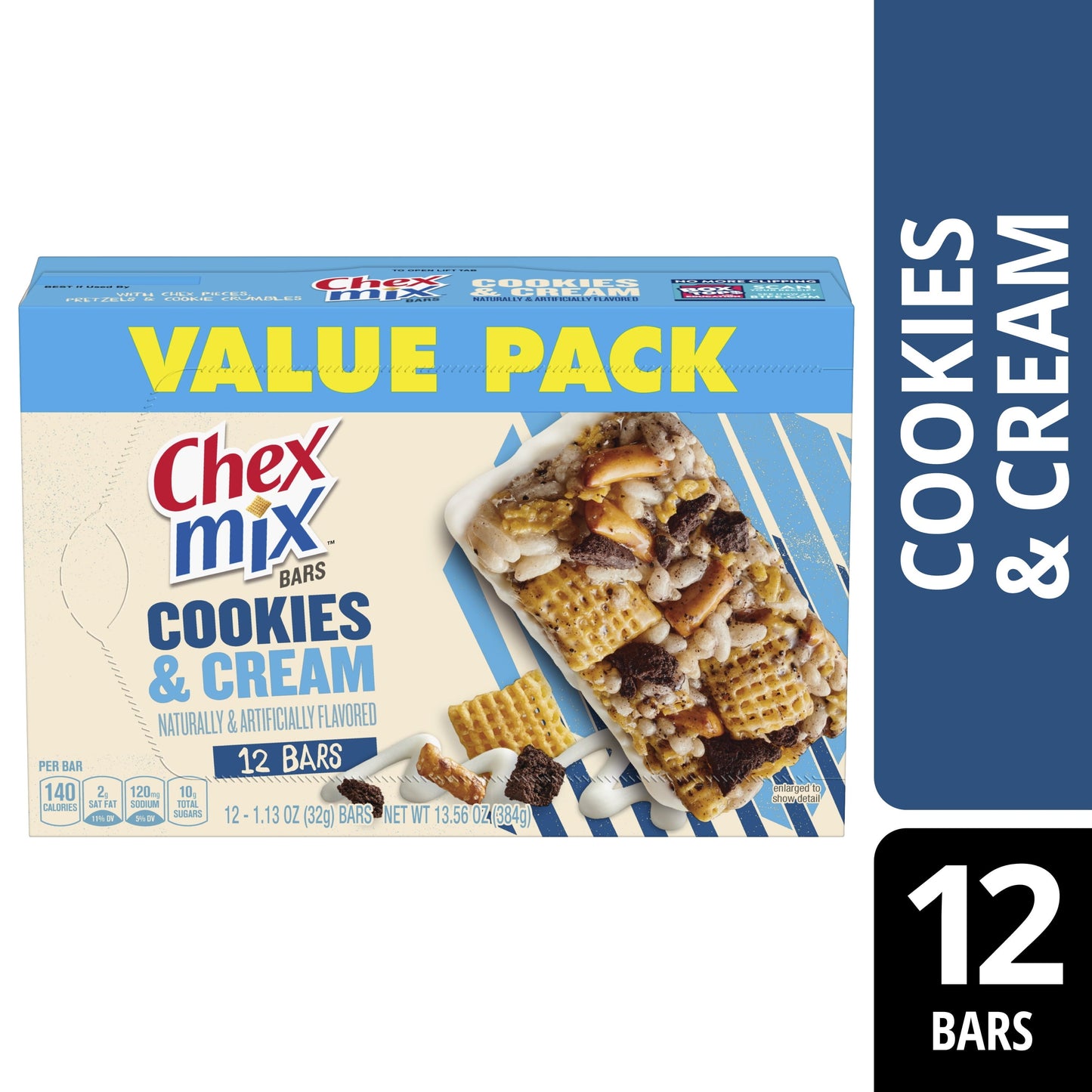 Chex Mix Cookies & Cream Treat Bar, Value Pack, 12 Bars