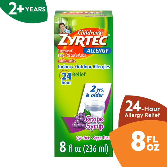 Children's Zyrtec 24 Hour Allergy Relief Syrup, Grape Flavor, 8 fl. oz