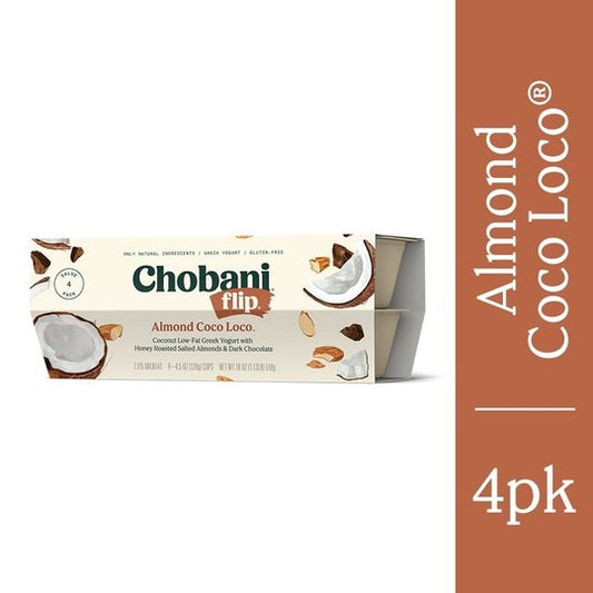 Chobani Flip Low-Fat Greek Yogurt, Almond Coco Loco 5.3 oz, 4 Count