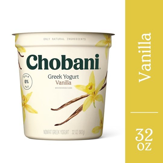 Chobani Non-Fat Greek Yogurt, Vanilla Blended 32 oz, Plastic