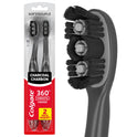 Colgate 360 Vibrate Charcoal Battery Operated Toothbrush, 2 Pack, 1 AAA Battery Included, Adult