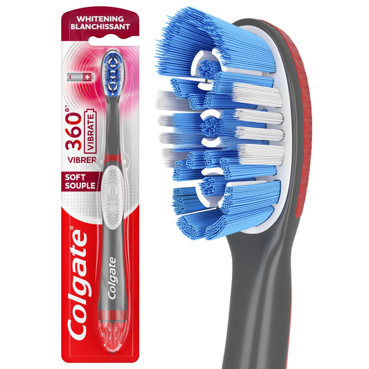 Colgate 360 Vibrate Whitening Battery-Operated Toothbrush, 1 AAA Battery Included, Adult