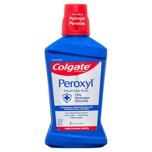 Colgate Peroxyl Mouth Sore Rinse, 1.5% Hydrogen Peroxide, Mild Mint 500 ml, 16.9 fl oz
