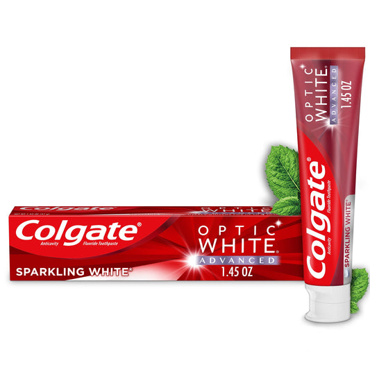 Colgate Travel Size Optic White Advanced Hydrogen Peroxide Toothpaste, Sparkling White, 1.45 oz