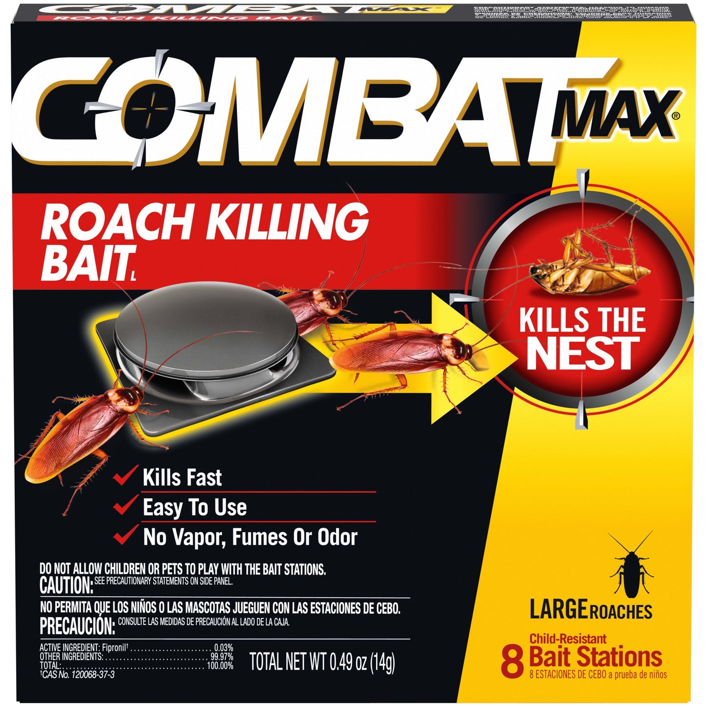 Combat Max Large Roach Killing Bait Stations, Child-resistant, 8 Count