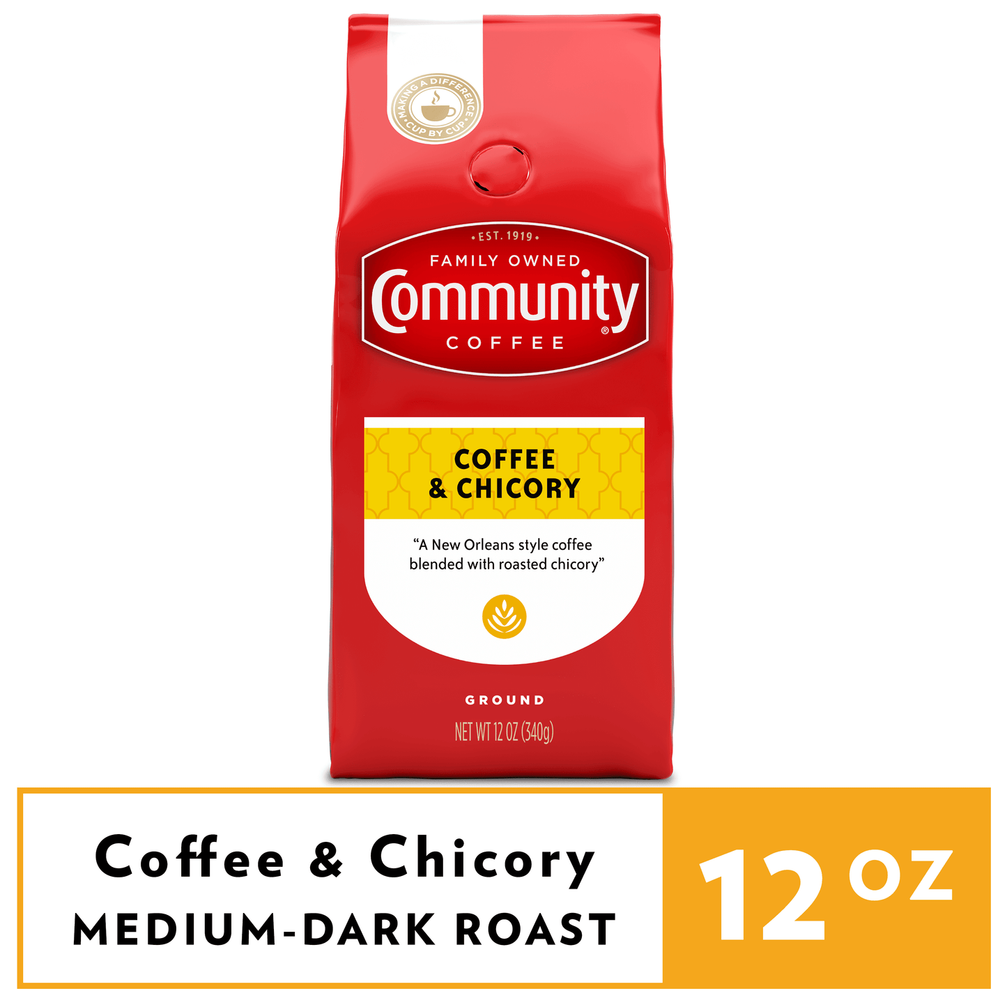 Community Coffee Coffee and Chicory 12 Ounce Bag