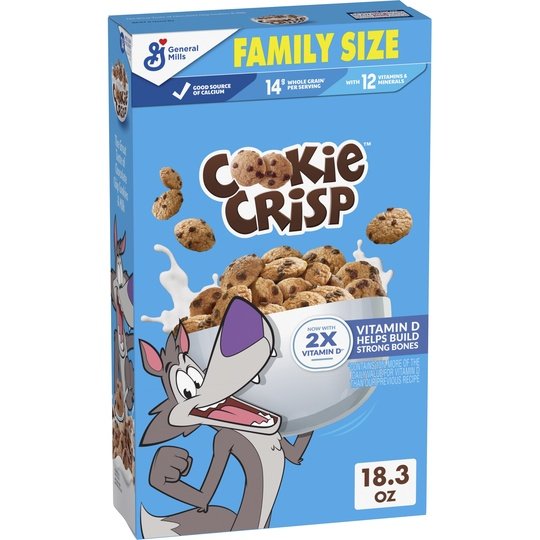 Cookie Crisp Breakfast Cereal, Chocolate Chip Cookie Taste, Family Size, 18.3 oz