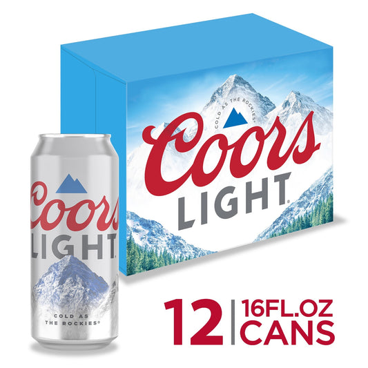 Coors Light Lager Beer, 12 Pack, 16 fl oz Cans, 4.2% ABV