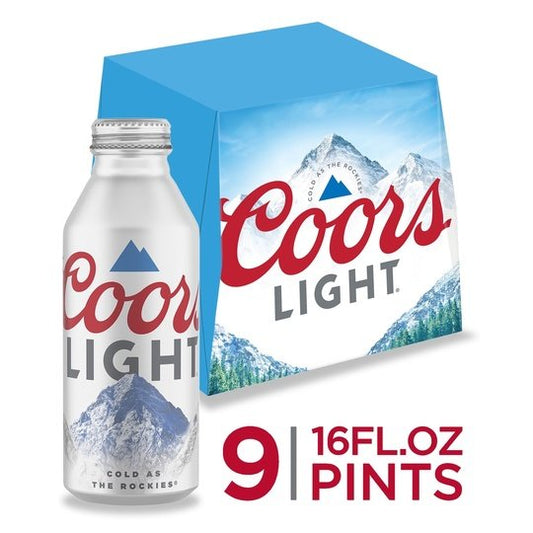 Coors Light Lager Beer, 9 Pack, 16 fl oz Bottles, 4.2% ABV