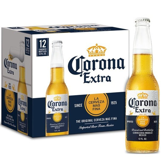 Corona Extra Mexican Lager Import Beer, 12 Pack Beer, 12 fl oz Bottles, 4.6% ABV