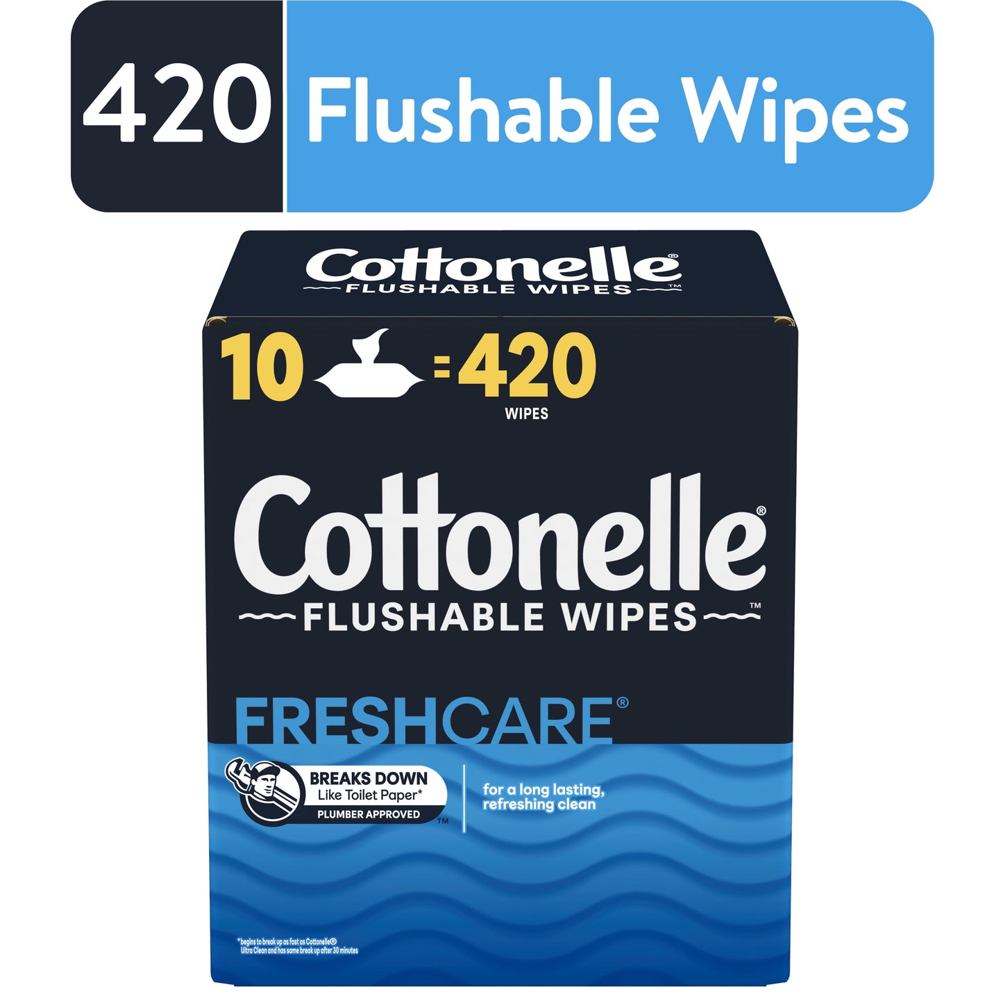 Cottonelle Fresh Care Flushable Wipes, 10 Flip-Top Packs, 42 Wipes per Pack (420 Total)