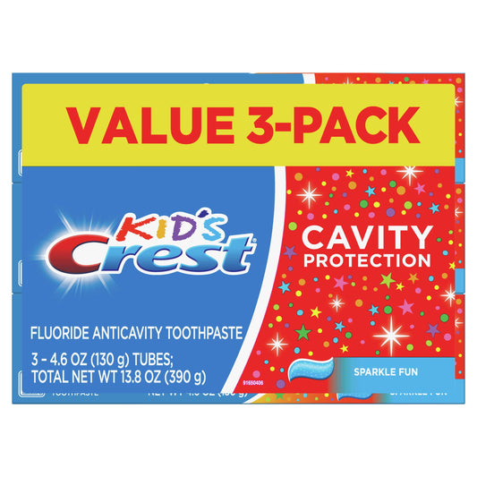 Crest Kids Cavity Protection Toothpaste, Sparkle Fun Flavor, 4.6 oz 3 Pack