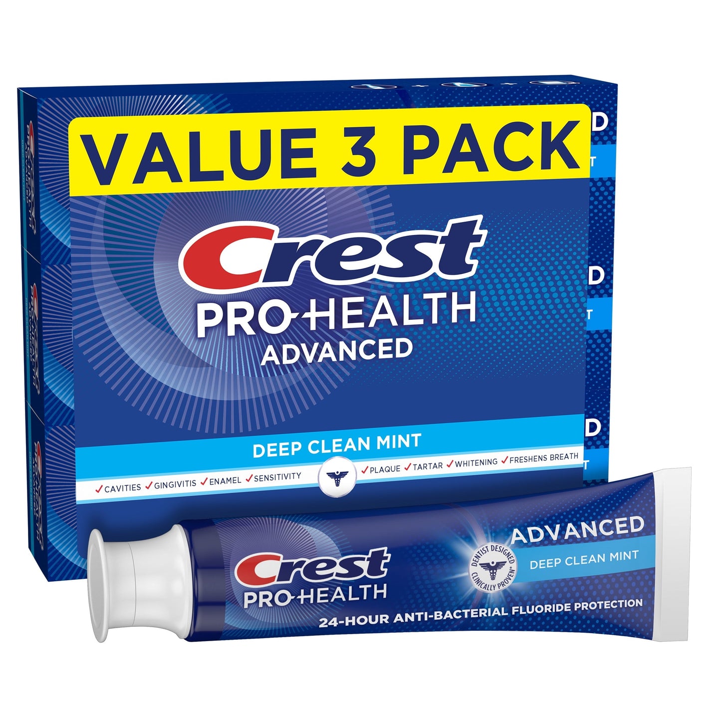 Crest Pro Health Advanced Deep Clean Toothpaste, Mint, 5.1 oz, 3 Pack