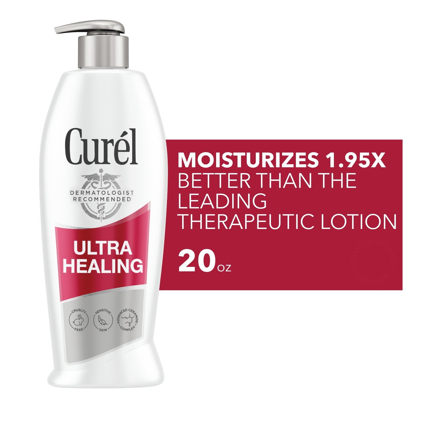 Curel Ultra Healing Intensive Fragrance-Free Lotion For Extra-Dry Skin, Dermatologist Recommended, Ideal for Sensitive Skin, Cruelty Free, Paraben Free 20 Oz