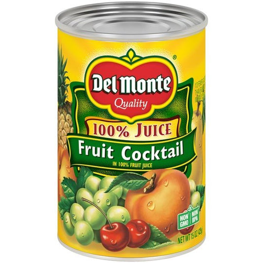 Del Monte Fruit Cocktail, 100% Juice, Canned Fruit, 15 oz Can
