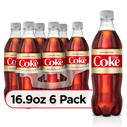 Diet Coke Caffeine Free Soda Pop, 16.9 fl oz, 6 Pack Bottles