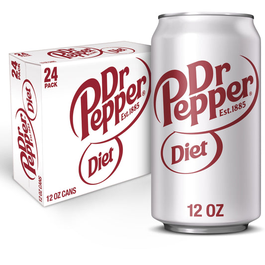 Diet Dr Pepper Soda, 12 fl oz cans, 24 pack