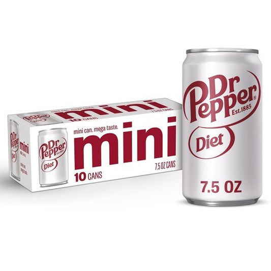 Diet Dr Pepper Soda Pop, 7.5 fl oz cans, 10 pack
