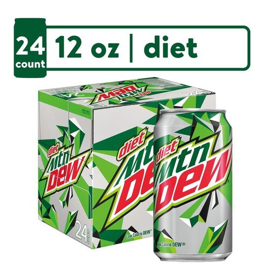 Diet Mountain Dew Citrus Soda Pop, 12 fl oz Cans, 24 Pack