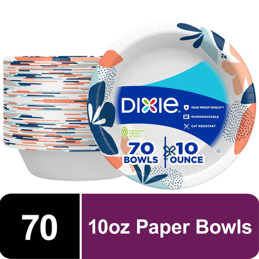 Dixie Disposable Paper Bowls, 10 Ounce, 70 Count