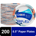 Dixie Disposable Paper Plates, Multicolor, 8.5 in, 200 Count