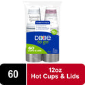 Dixie To Go Disposable Paper Cups with Lids, 12 oz, Multicolor, 60 Count