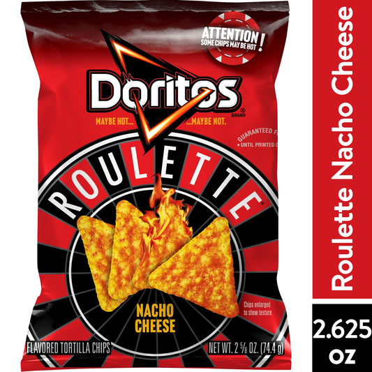 Doritos Roulette Nacho Cheese Flavored Tortilla Chips Snack Chips, 2.62oz Bag Single Pack