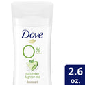 Dove 0% Aluminum Women's Antiperspirant Deodorant Stick, Cucumber and Green Tea, 2.6 oz